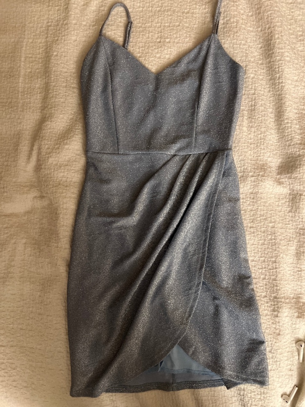 Light blue sparkly mini dress